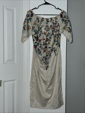 Floral Off Shoulder Cream Dress